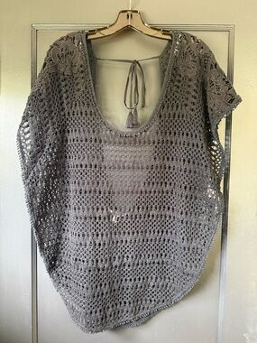 Victoria's Secret Black Crochet Overlay Top / Swim Coverup / Resortwear